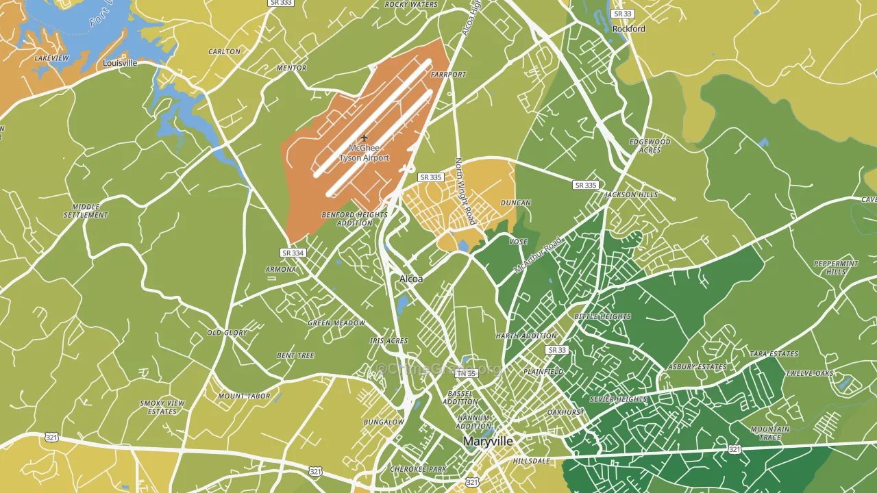 Alcoa, TN Map of Vehicle Theft Rates