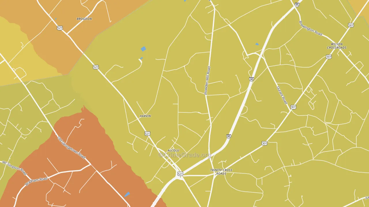 Alcolu, SC Map of Vehicle Theft Rates
