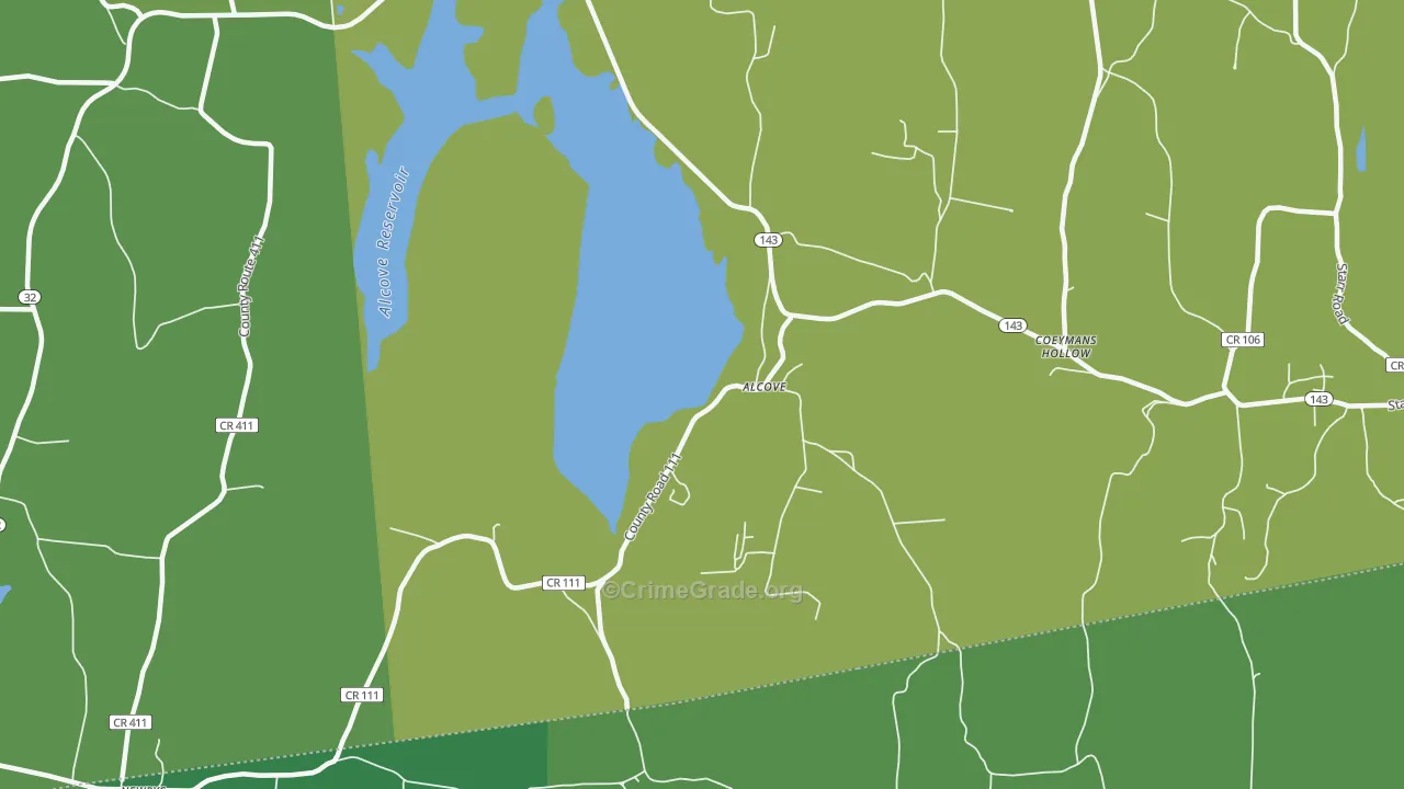 Alcove, NY Map of Vehicle Theft Rates