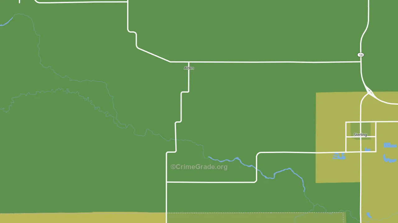 Alden, KS Map of Vehicle Theft Rates
