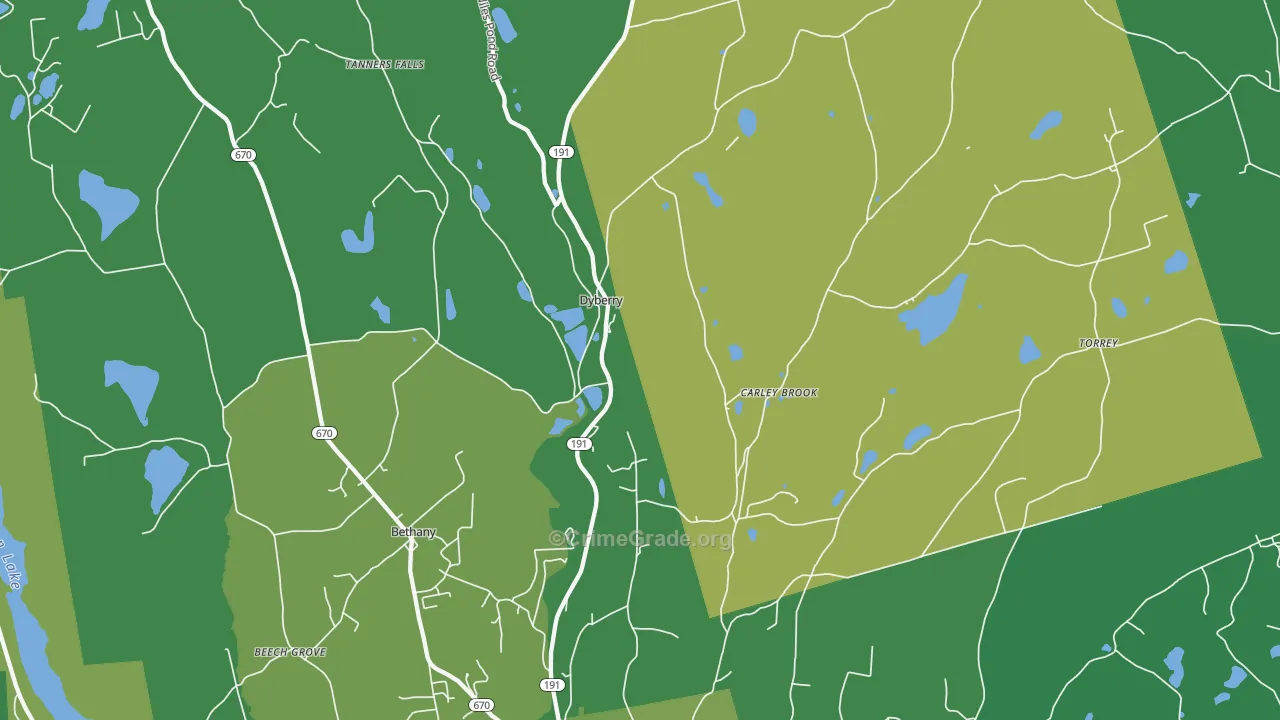 Aldenville, PA Map of Vehicle Theft Rates