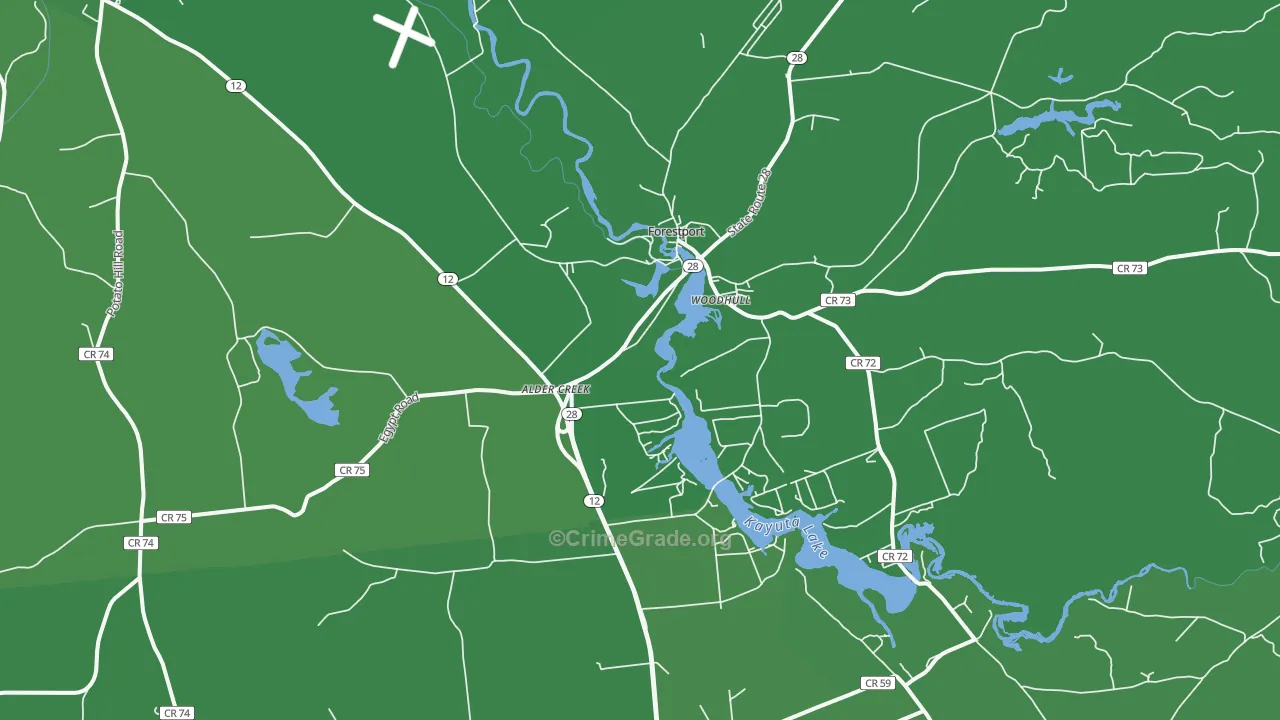 Alder Creek, NY Map of Vehicle Theft Rates