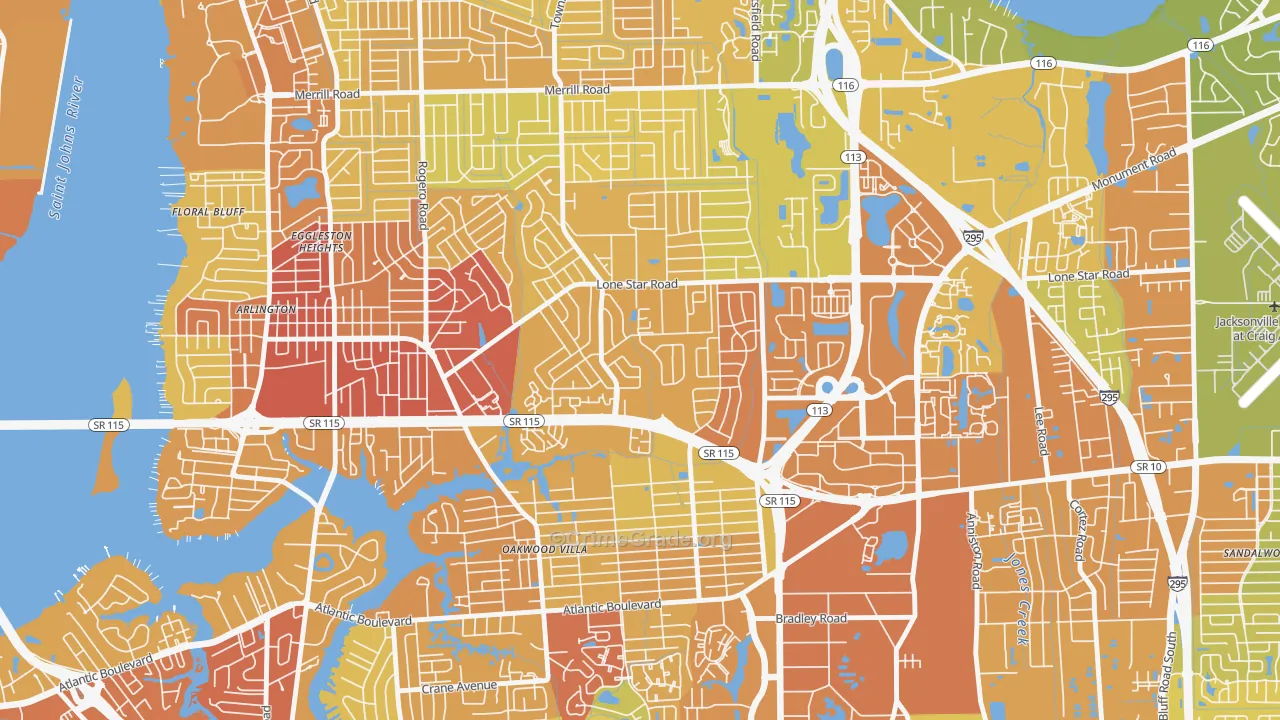 Alderman Park, Jacksonville, FL Map of Vehicle Theft Rates
