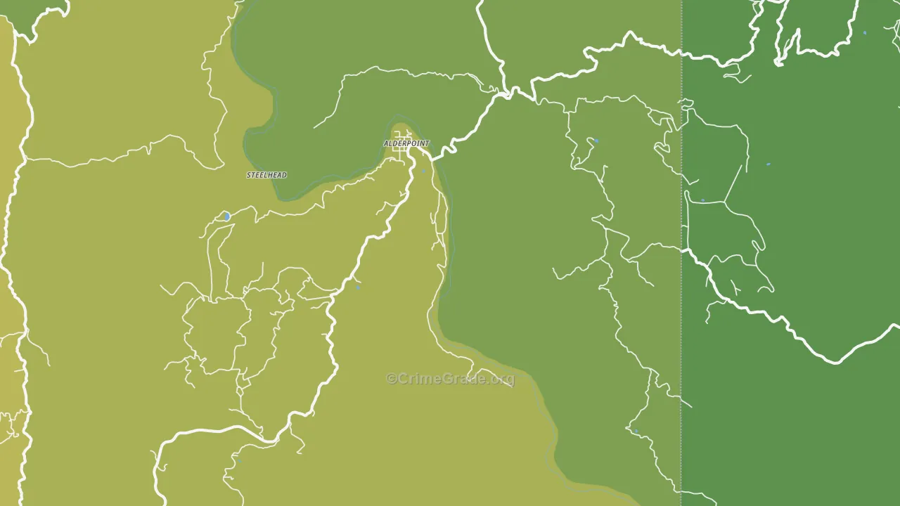 Alderpoint, CA Map of Vehicle Theft Rates