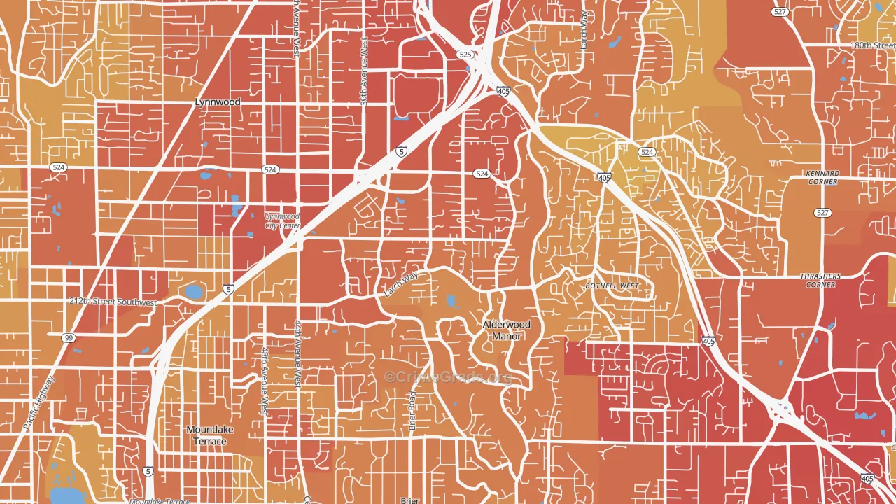 Alderwood Manor, Lynnwood, WA Map of Vehicle Theft Rates