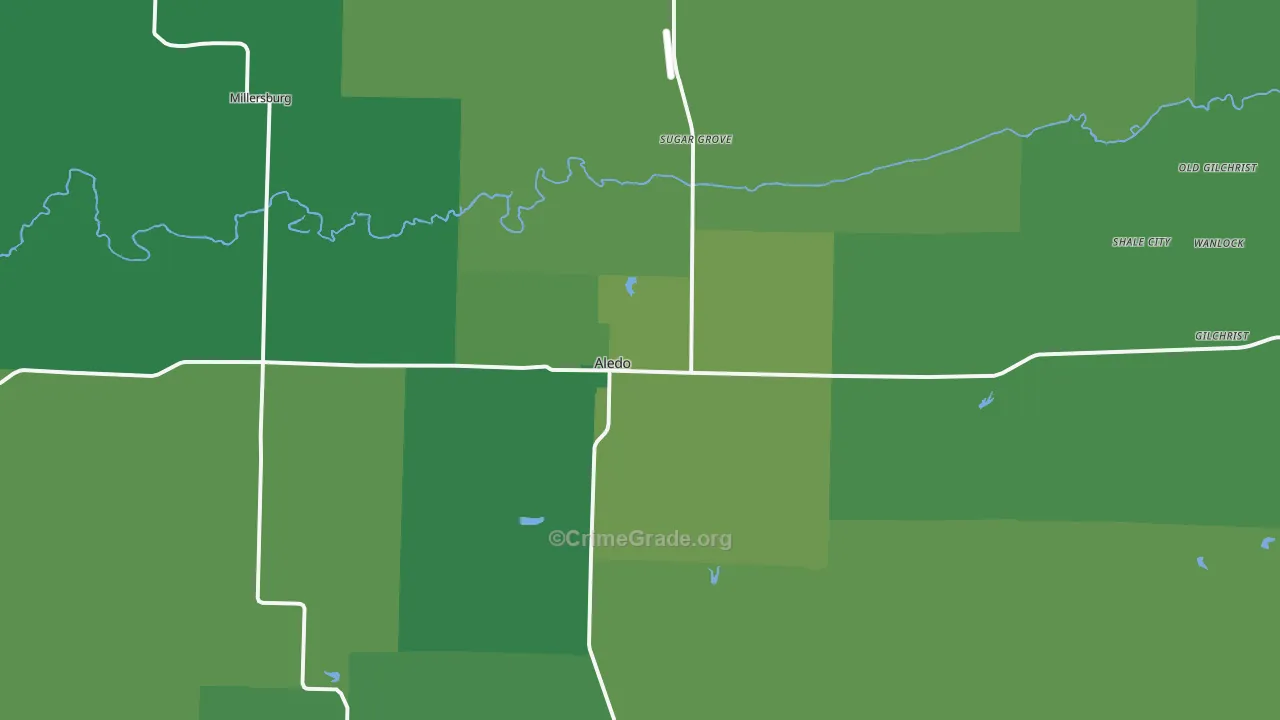 Aledo, IL Map of Vehicle Theft Rates