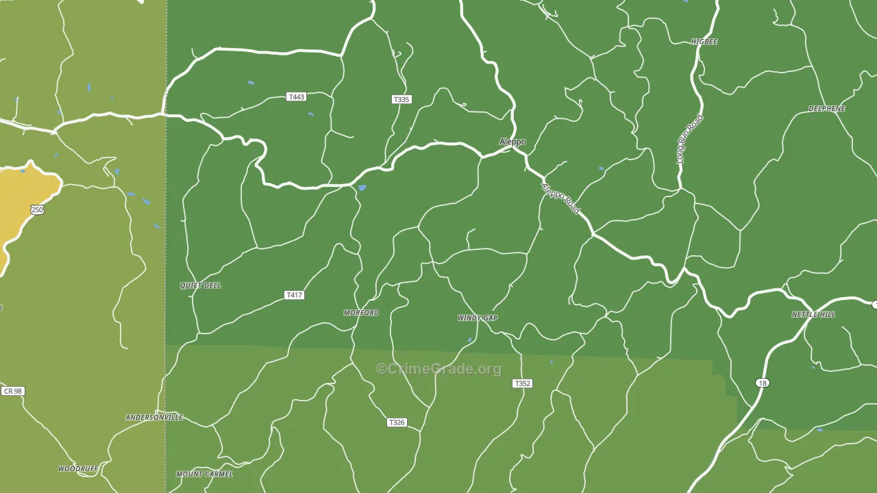 Aleppo, PA Map of Vehicle Theft Rates