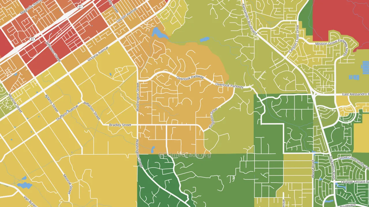 Alessandro Heights, Riverside, CA Map of Vehicle Theft Rates
