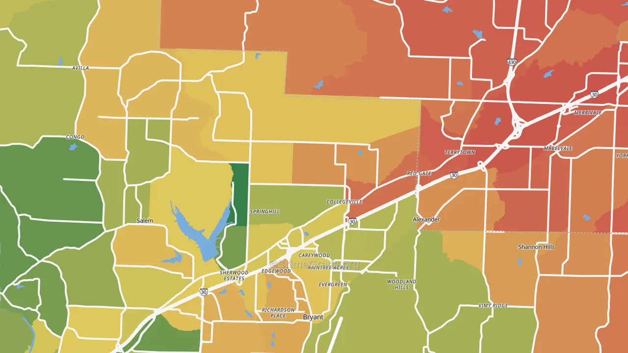Alexander, AR Map of Vehicle Theft Rates