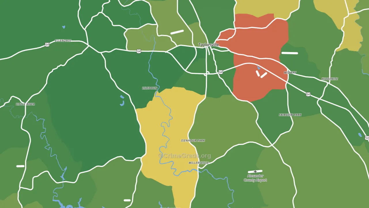 Alexander County, NC Map of Vehicle Theft Rates