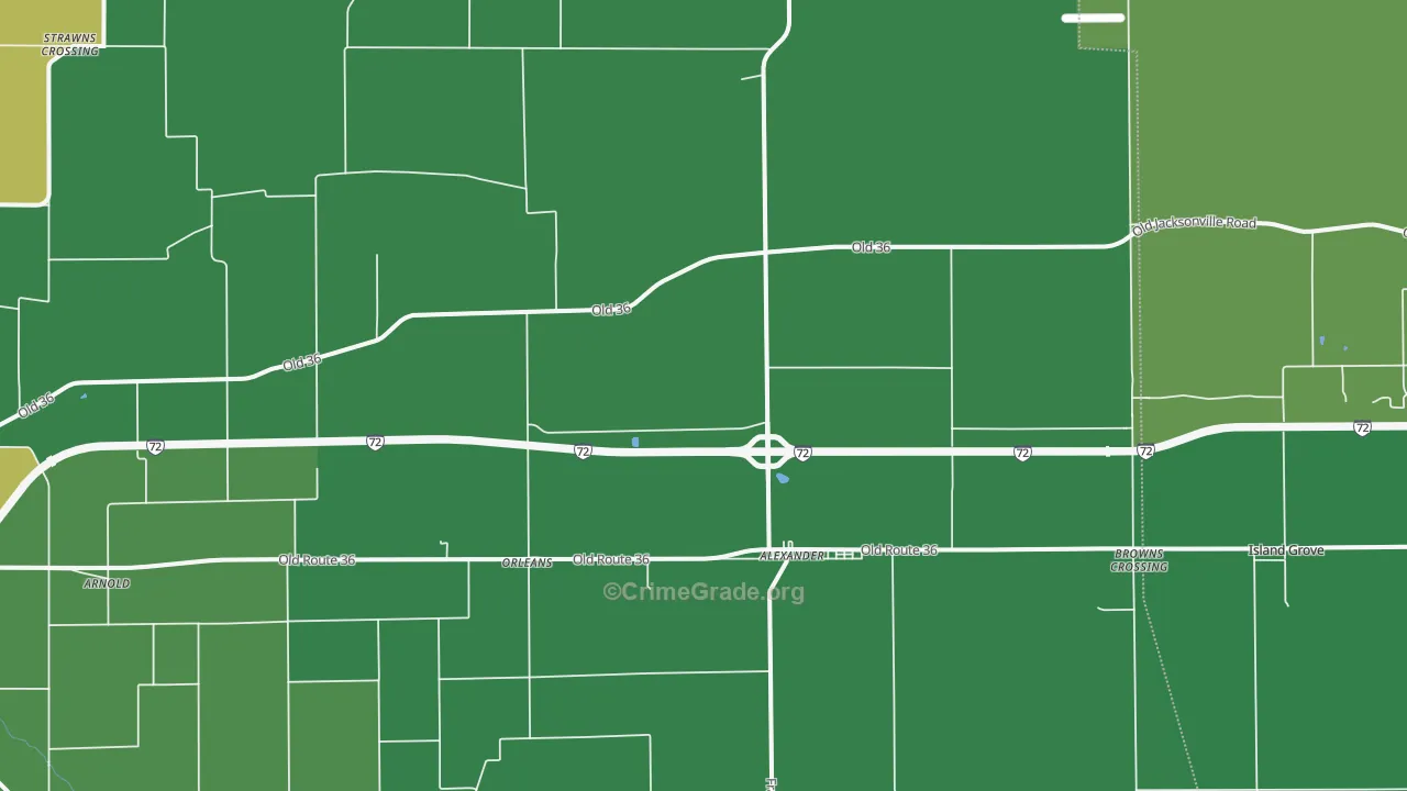 Alexander, IL Map of Vehicle Theft Rates