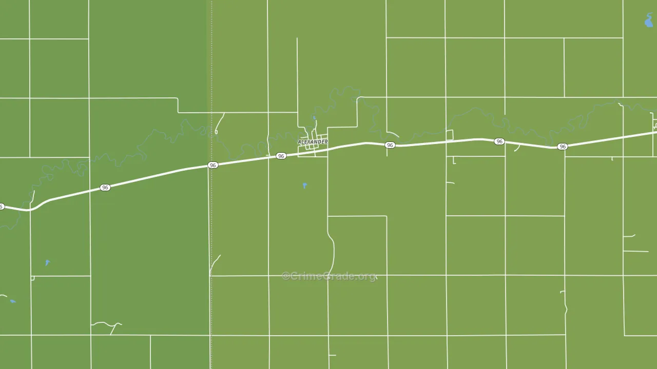 Alexander, KS Map of Vehicle Theft Rates