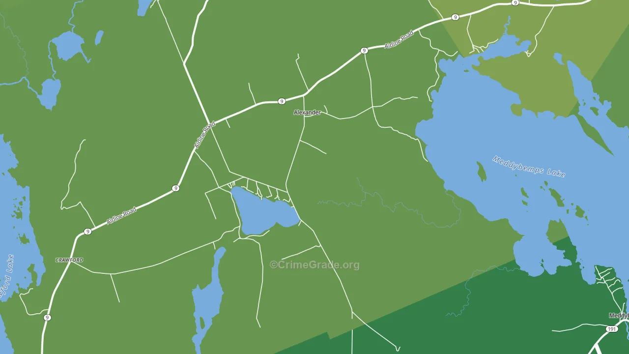 Alexander, ME Map of Vehicle Theft Rates