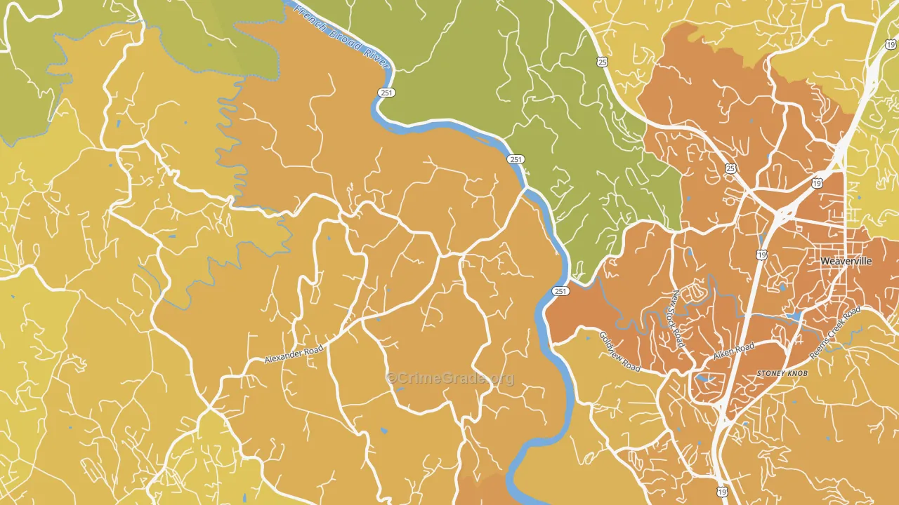 Alexander, NC Map of Vehicle Theft Rates