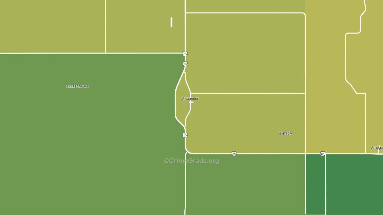 Alexander, ND Map of Vehicle Theft Rates