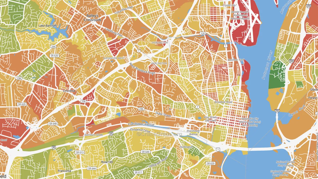 Alexandria City, VA Map of Vehicle Theft Rates