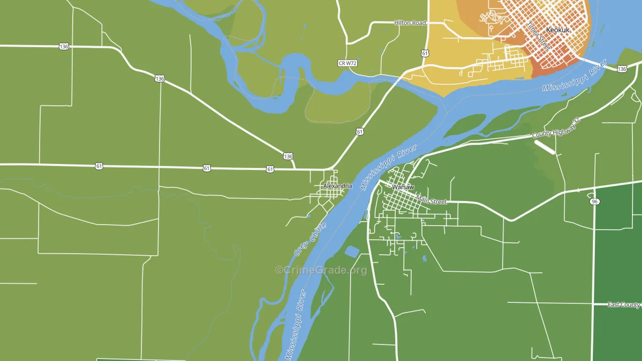 Alexandria, MO Map of Vehicle Theft Rates