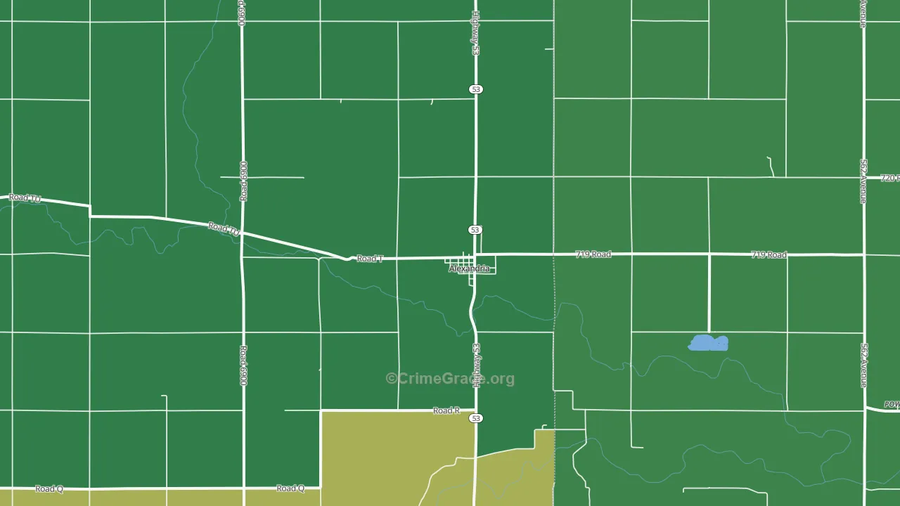 Alexandria, NE Map of Vehicle Theft Rates