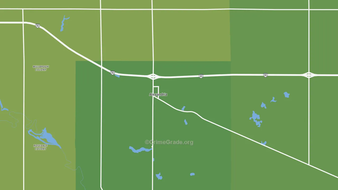 Alexandria, SD Map of Vehicle Theft Rates