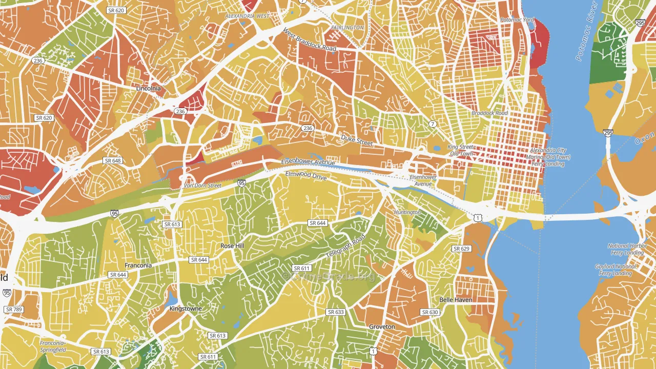 Alexandria, VA Map of Vehicle Theft Rates