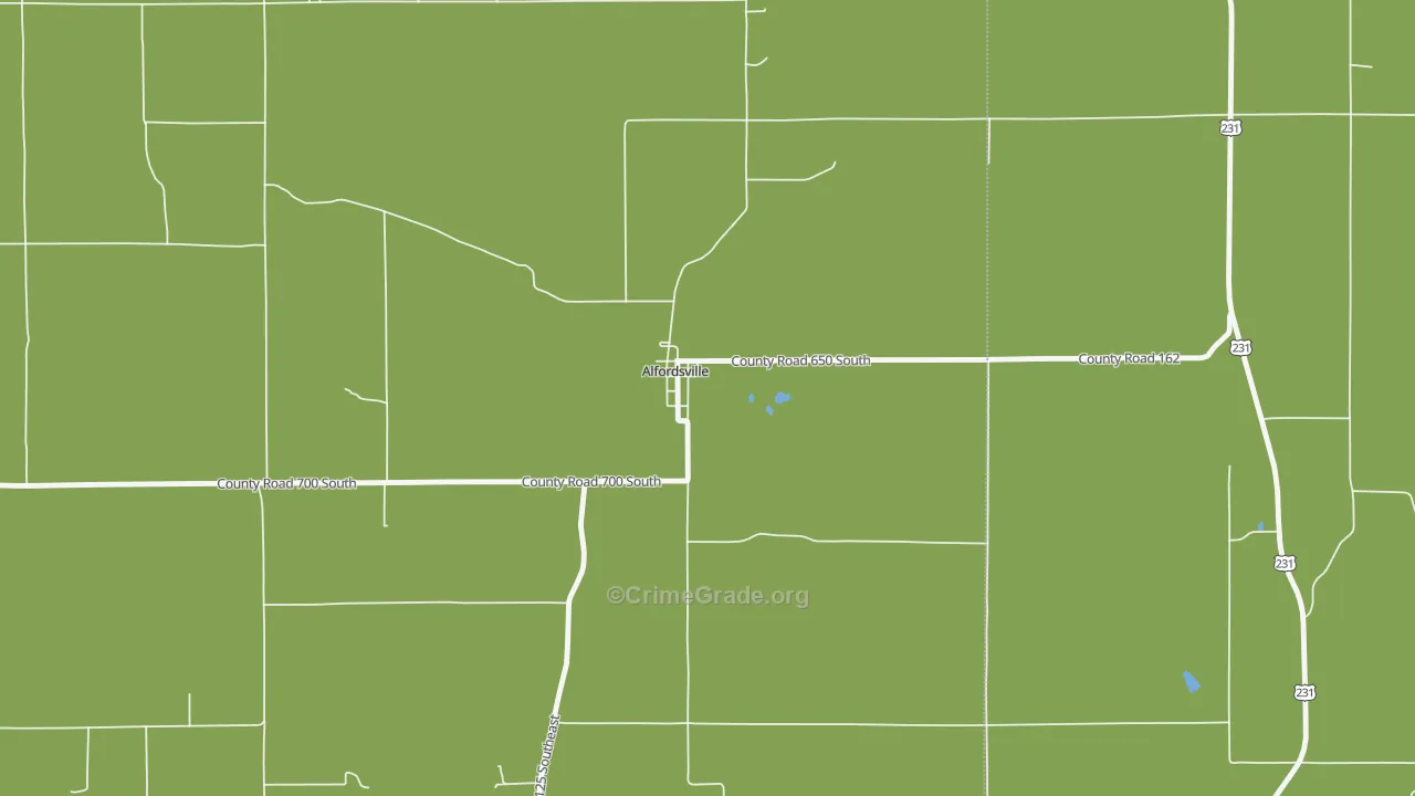 Alfordsville, IN Map of Vehicle Theft Rates