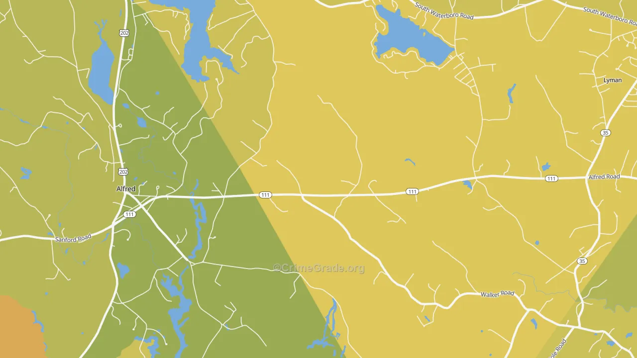 Alfred Mills, ME Map of Vehicle Theft Rates