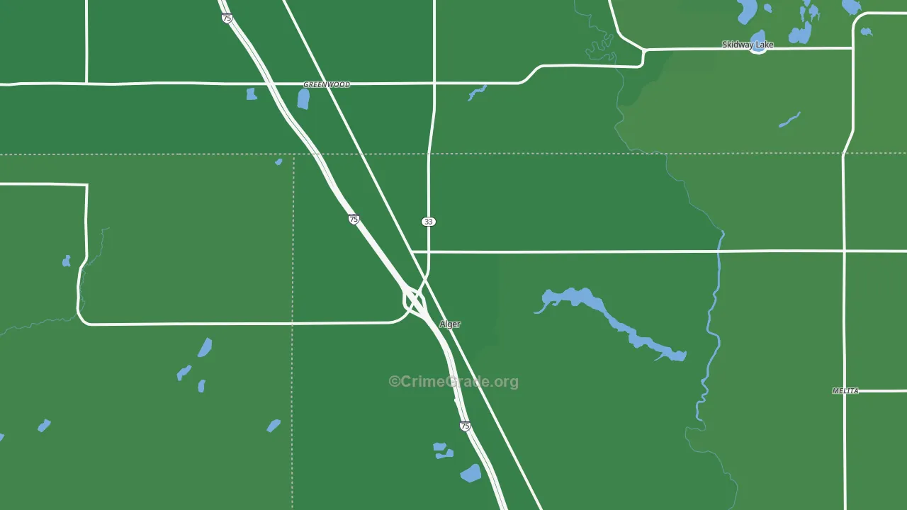 Alger, MI Map of Vehicle Theft Rates