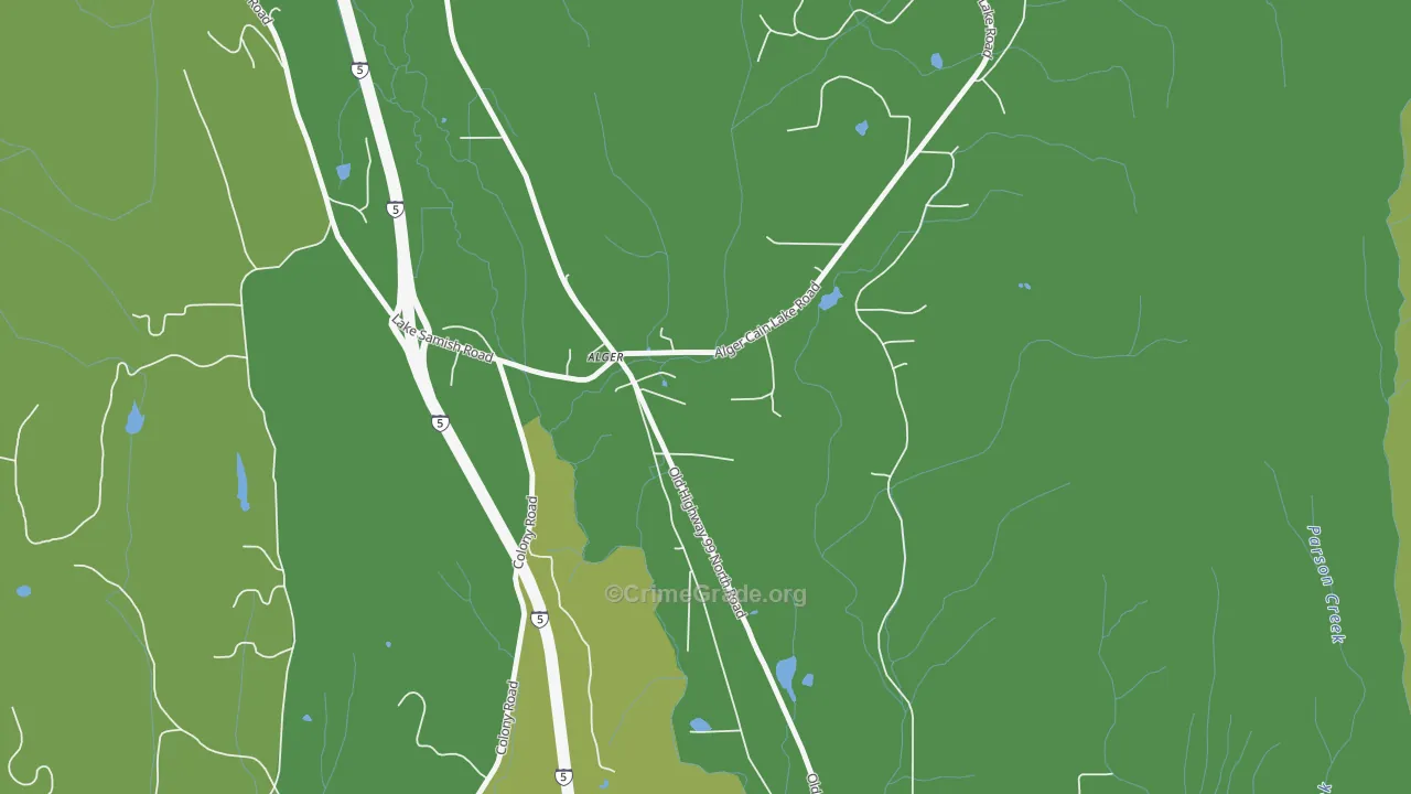Alger, WA Map of Vehicle Theft Rates