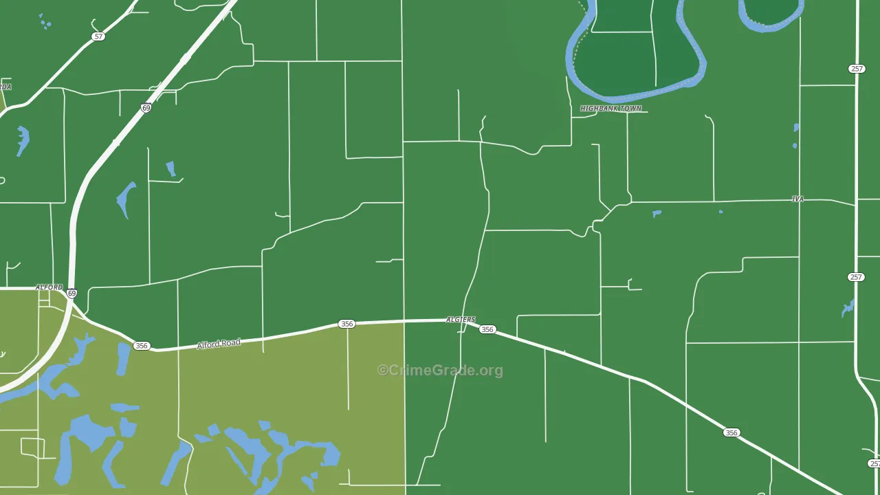 Algiers, IN Map of Vehicle Theft Rates