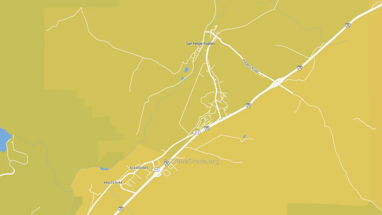 Algodones, NM Map of Vehicle Theft Rates