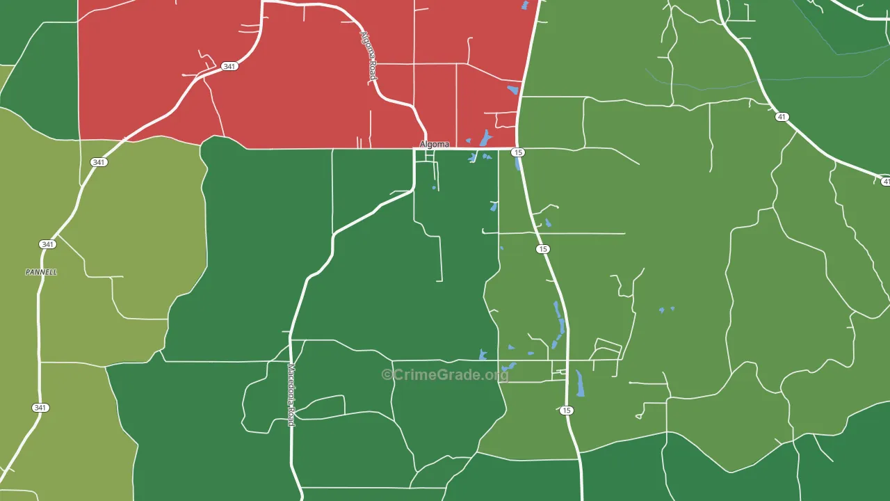 Algoma, MS Map of Vehicle Theft Rates