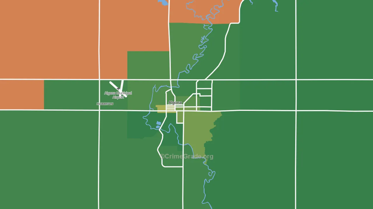 Algona, IA Map of Vehicle Theft Rates