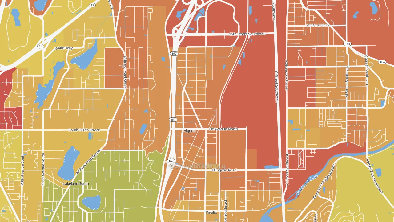 Algona, WA Map of Vehicle Theft Rates