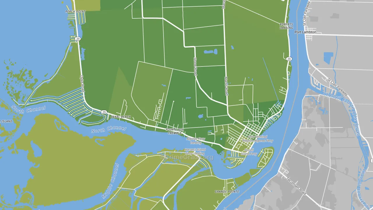 Algonac, MI Map of Vehicle Theft Rates