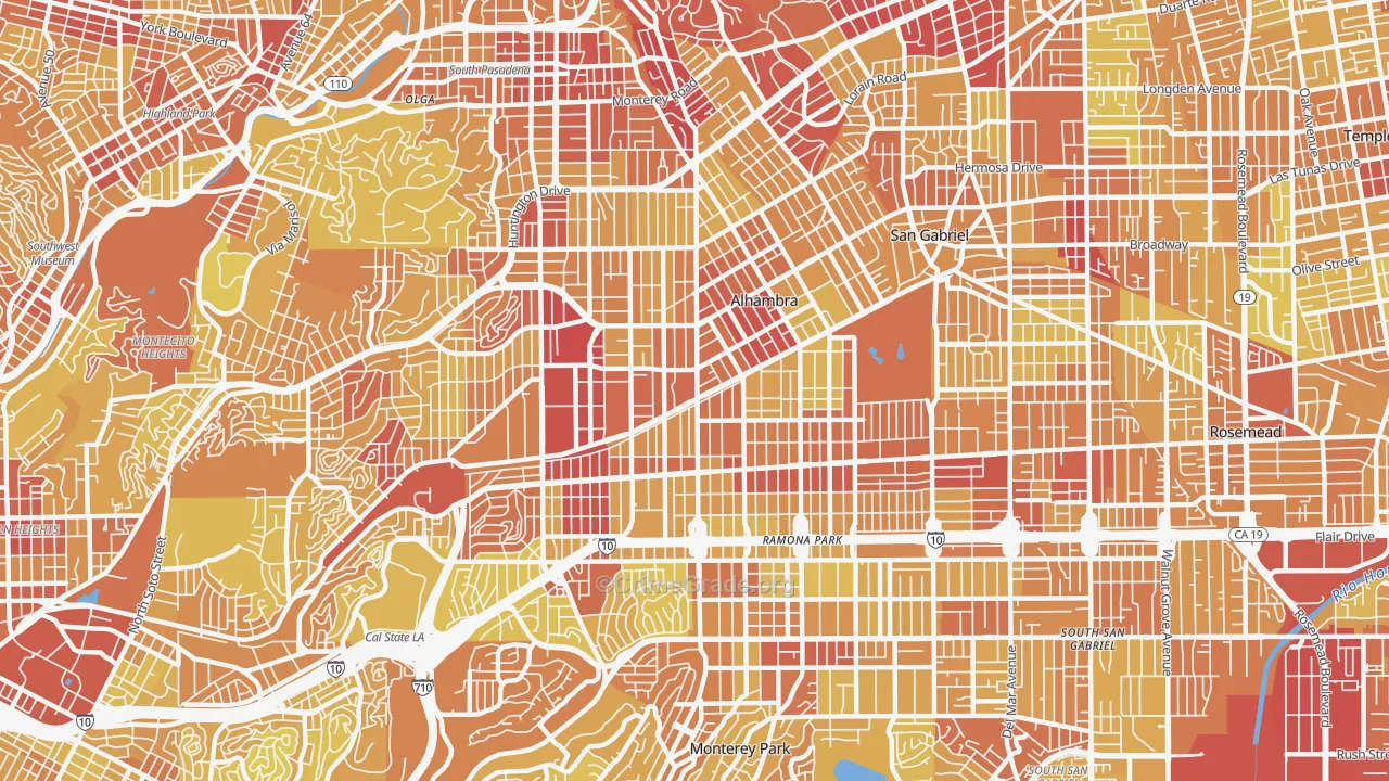 Alhambra, CA Map of Vehicle Theft Rates