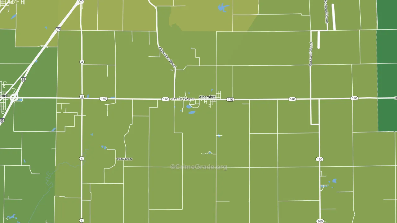 Alhambra, IL Map of Vehicle Theft Rates