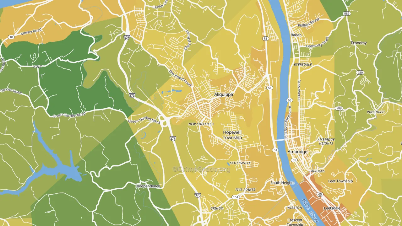 Aliquippa, PA Map of Vehicle Theft Rates