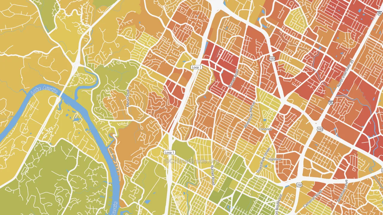 Allandale, Austin, TX Map of Vehicle Theft Rates