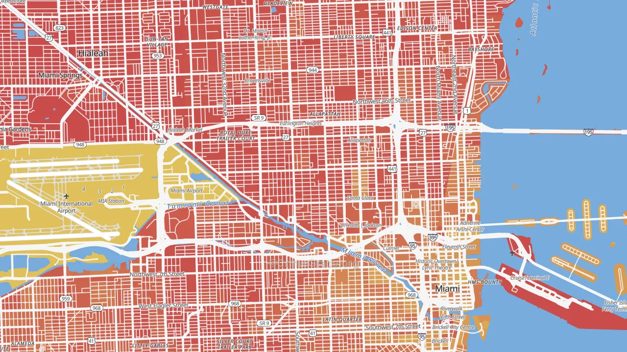 Allapattah, Miami, FL Map of Vehicle Theft Rates