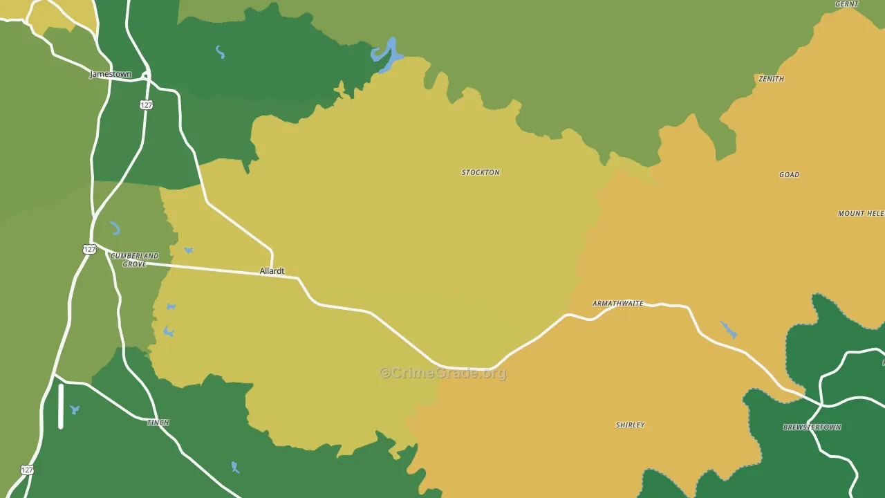 Allardt, TN Map of Vehicle Theft Rates