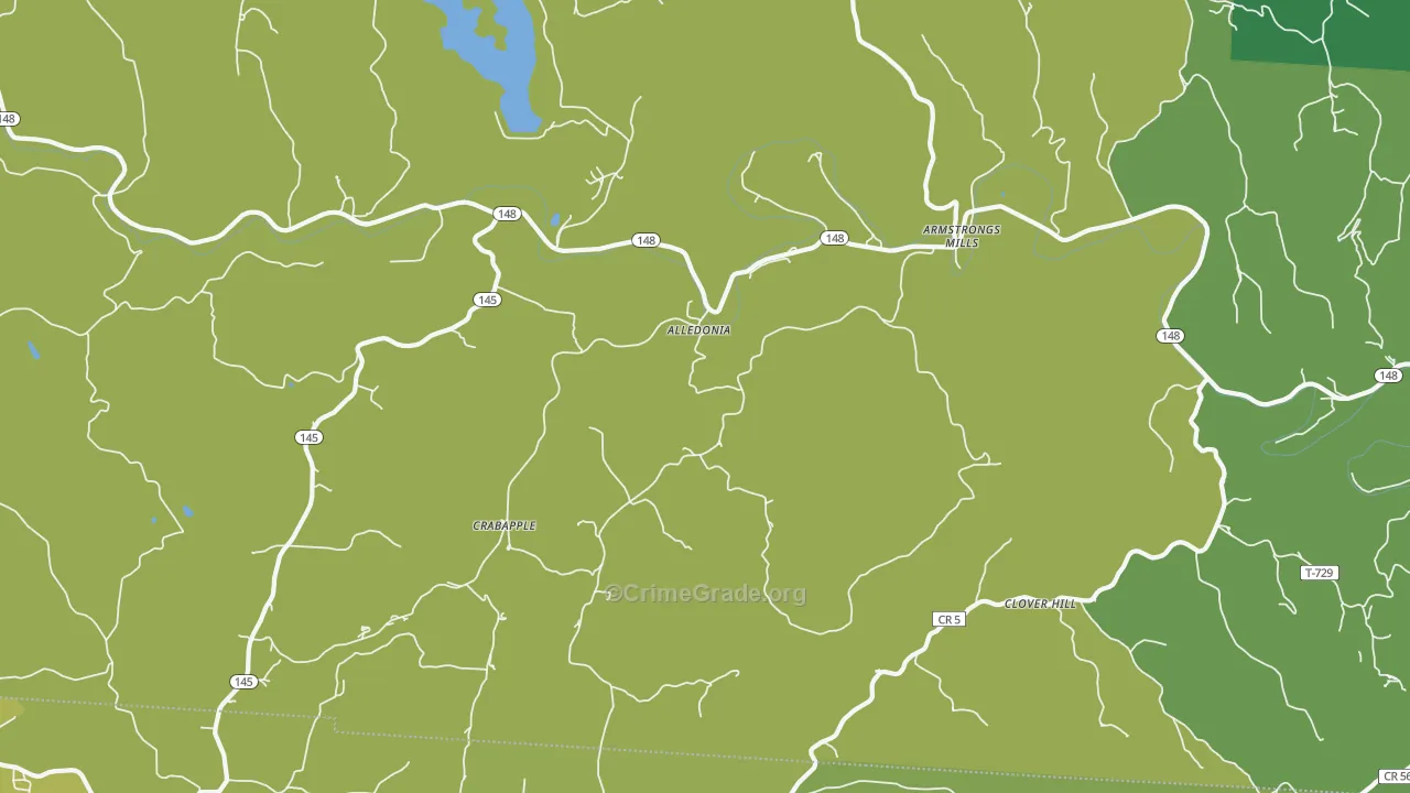 Alledonia, OH Map of Vehicle Theft Rates