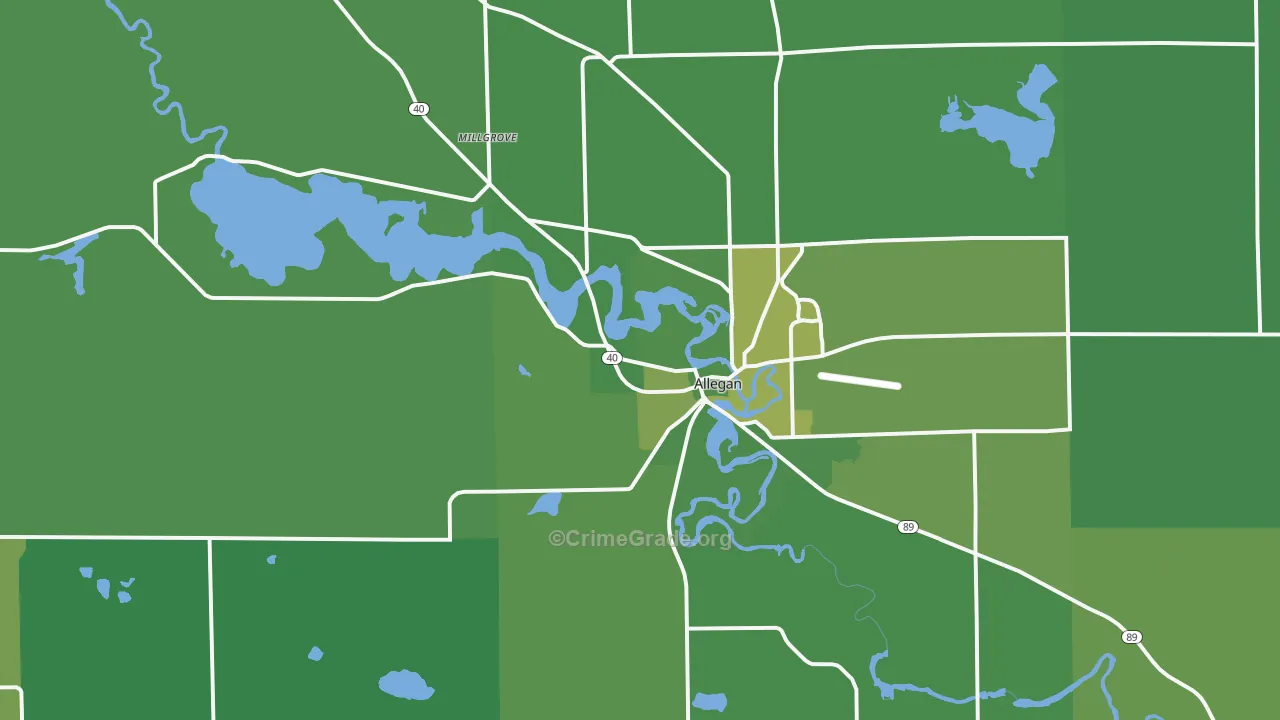Allegan, MI Map of Vehicle Theft Rates