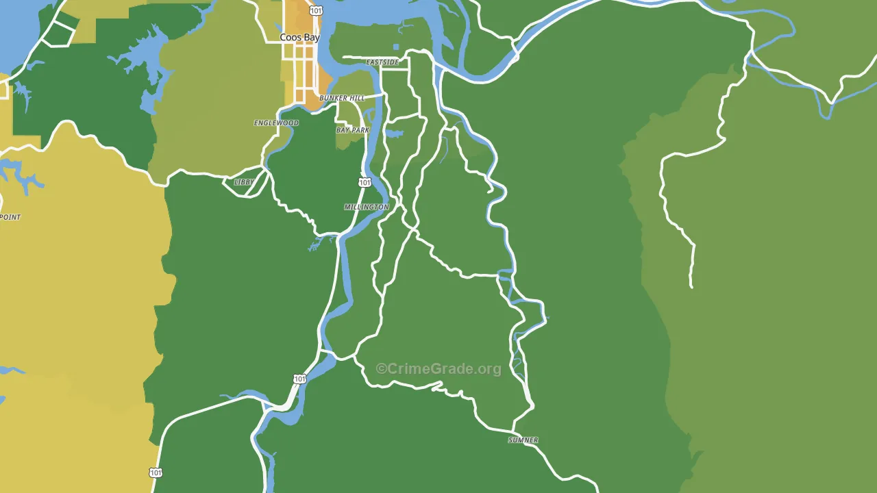 Allegany, OR Map of Vehicle Theft Rates