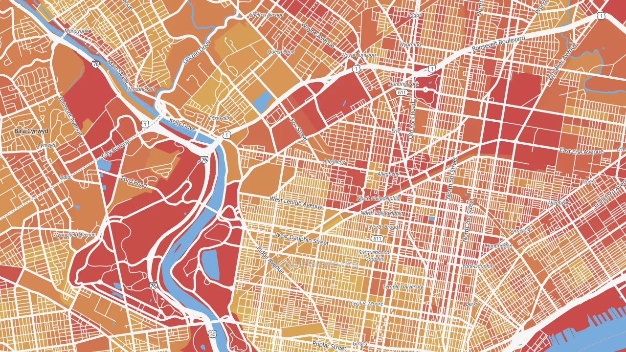 Alleghany West, Philadelphia, PA Map of Vehicle Theft Rates