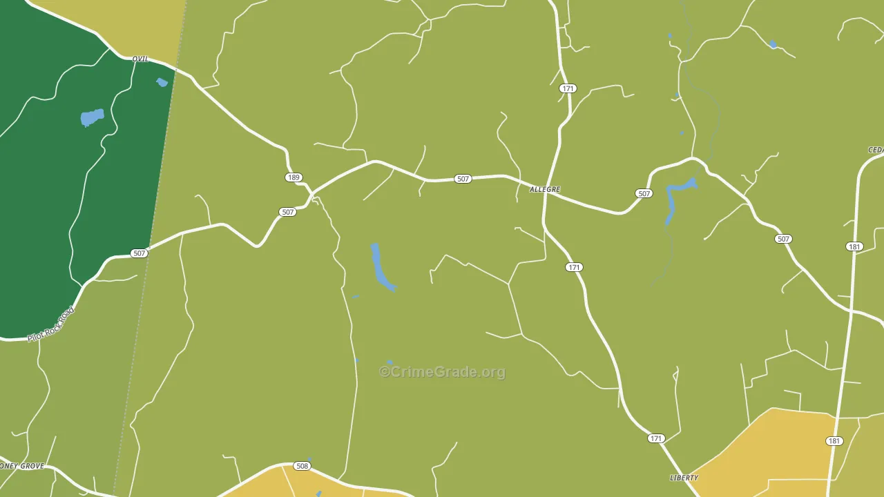 Allegre, KY Map of Vehicle Theft Rates