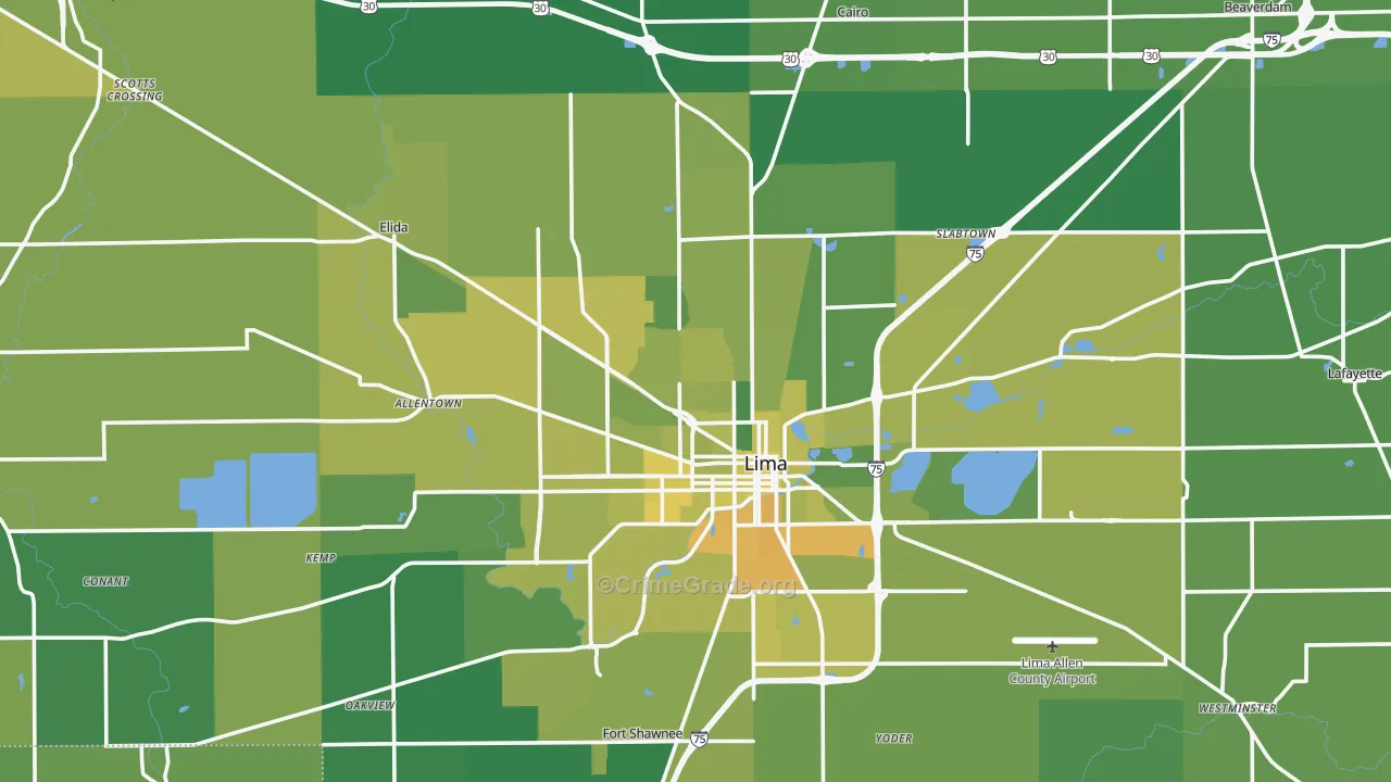 Allen County, OH Map of Vehicle Theft Rates