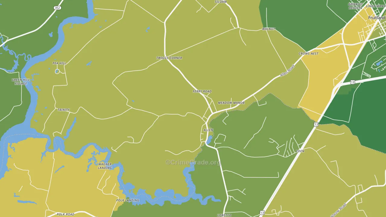 Allen, MD Map of Vehicle Theft Rates