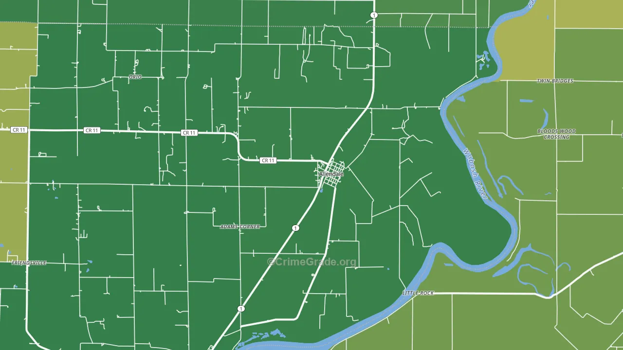 Allendale, IL Map of Vehicle Theft Rates