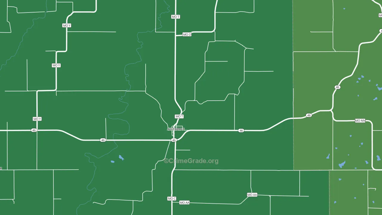 Allendale, MO Map of Vehicle Theft Rates