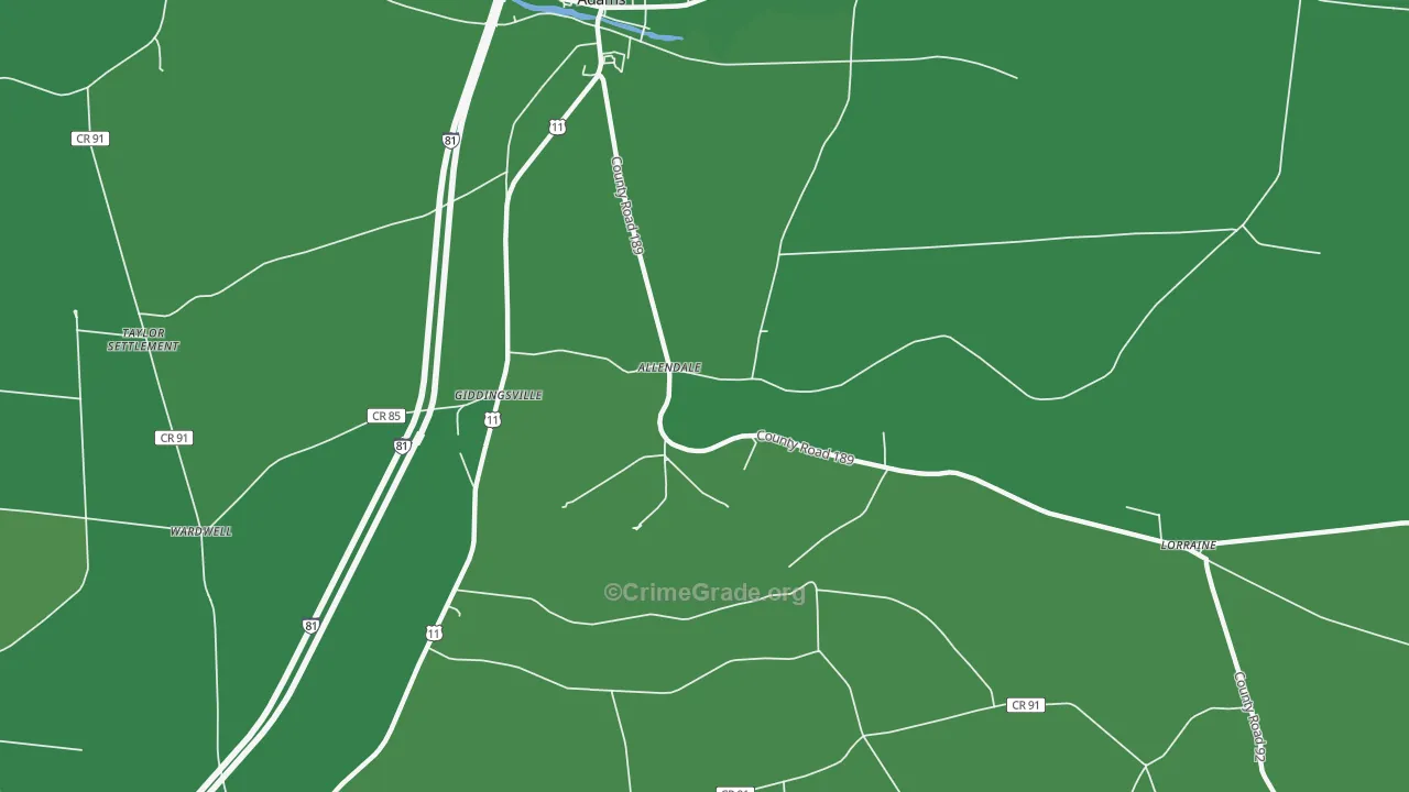 Allendale, NY Map of Vehicle Theft Rates